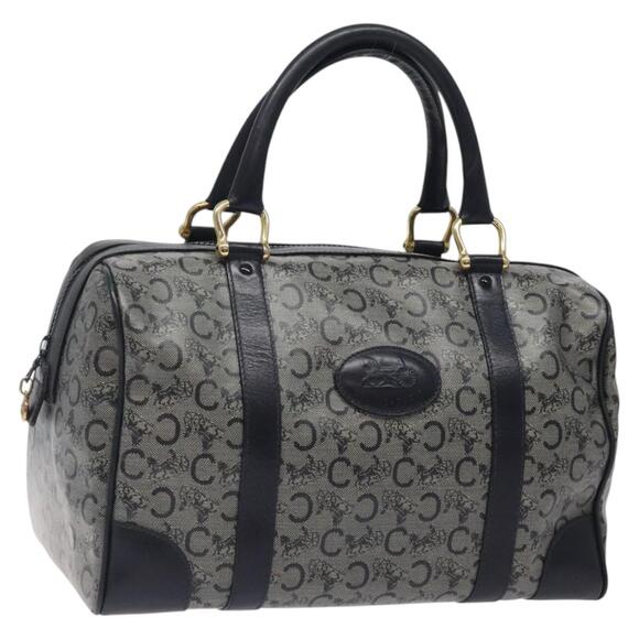 CELINE C Sulky Hand Bag Coated Canvas Navy Gold - Picture 1 of 12